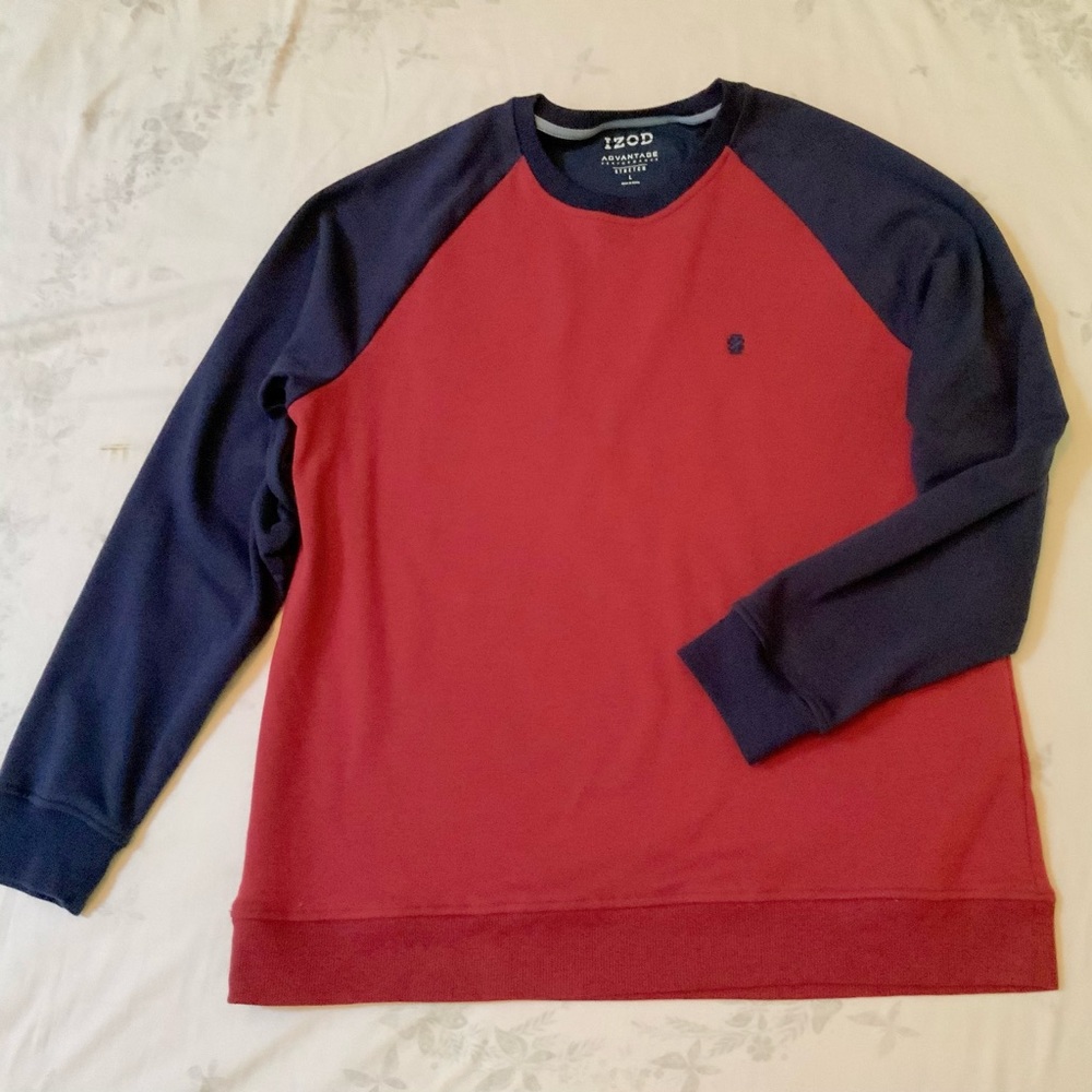 Izod Advantage Performance Stretch Navy and Red Soft Sweatshirt